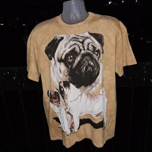 NWT Vintage The Mountain Tie Dye Pug  Dog T Shirt Size Large